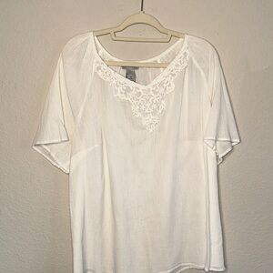 Catherines Cream Blouse‎ with Lace Detail